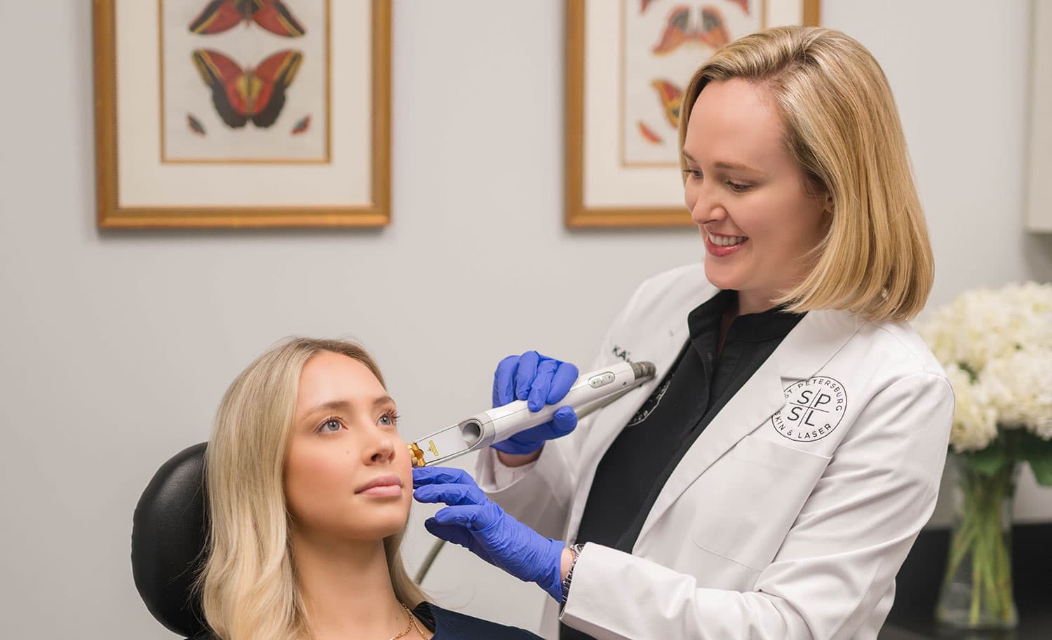 Professional ablative laser treatment showcasing advanced dermatology equipment and precise skin rejuvenation technique