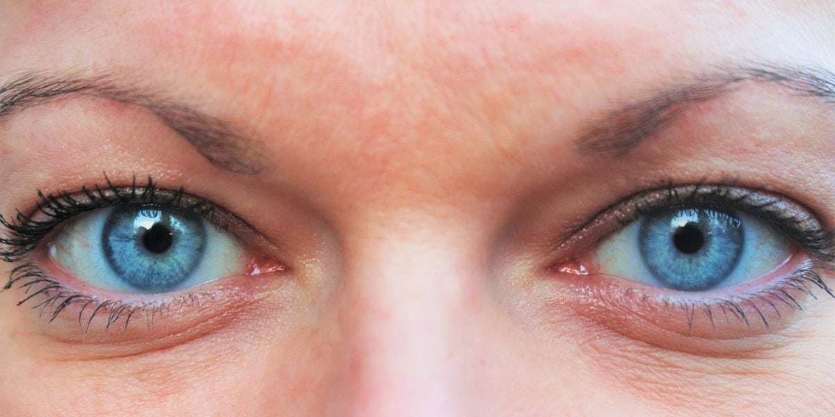 Close-up of beautiful blue eyes showcasing natural eye features and eyelid characteristics