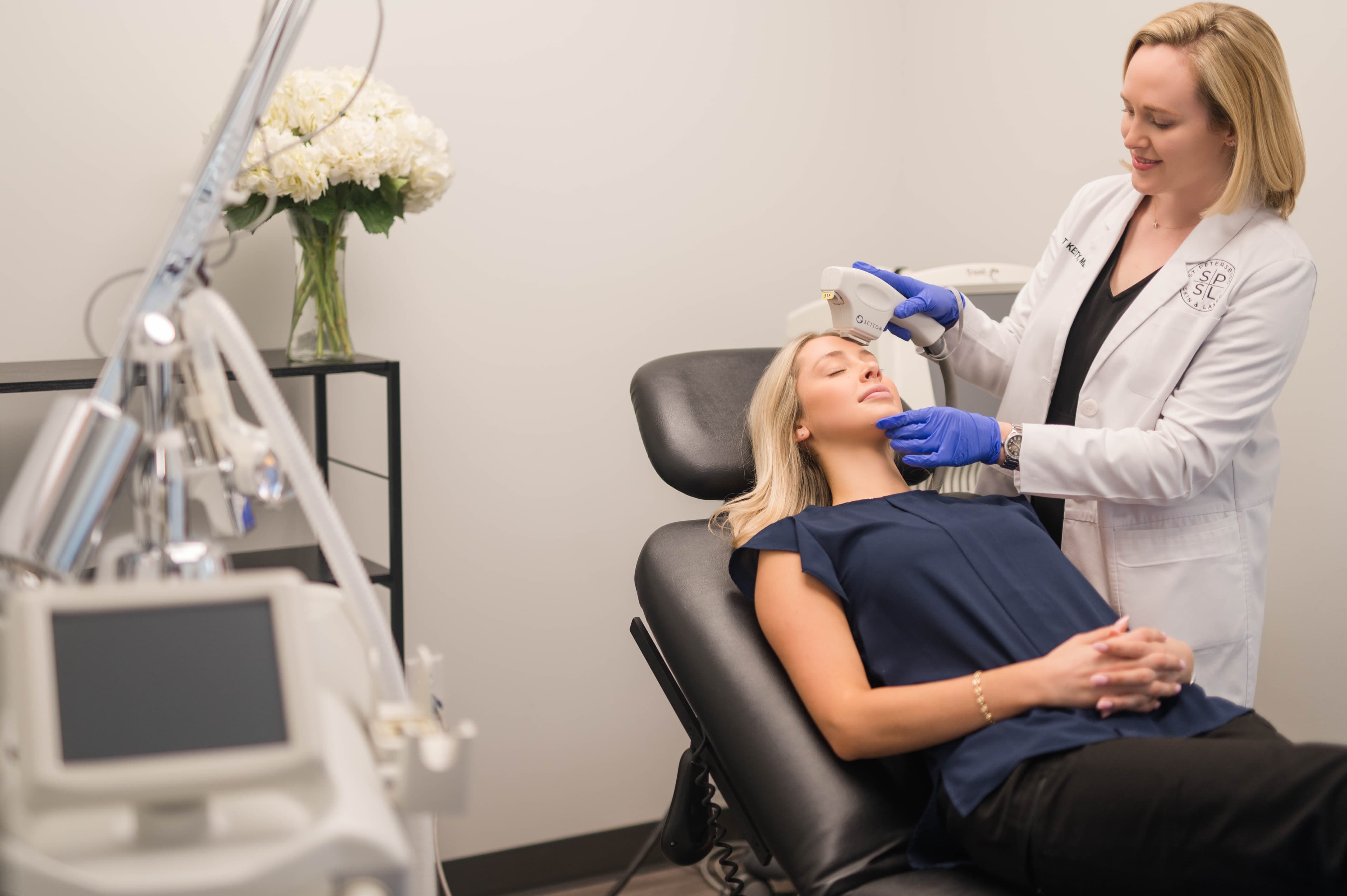 Professional broadband light therapy treatment showcasing advanced BBL technology and patient care environment